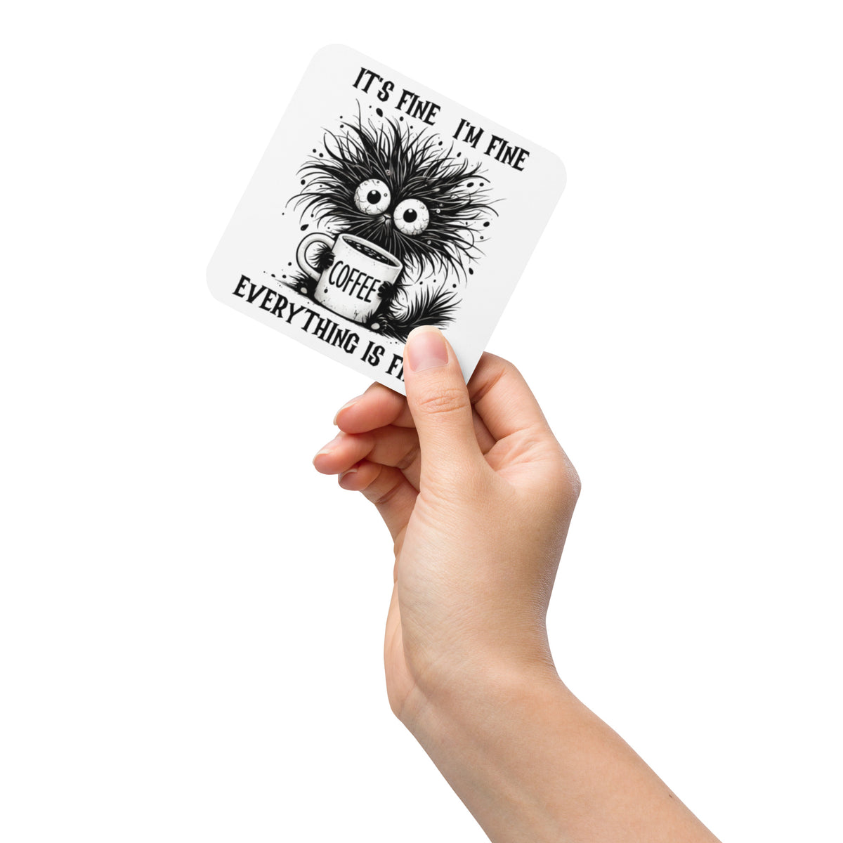 Cork-back coaster | Everything is Fine Black Cat Coffee
