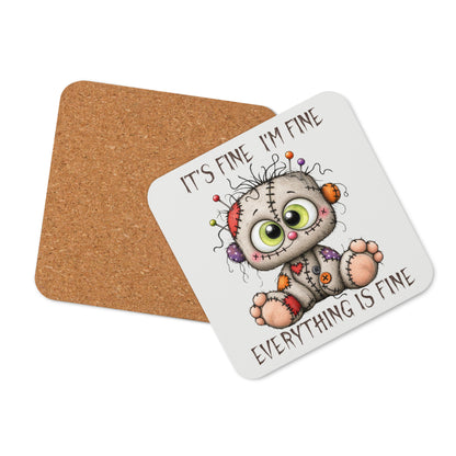 Cork-back coaster | Everything is Fine Halloween Doll