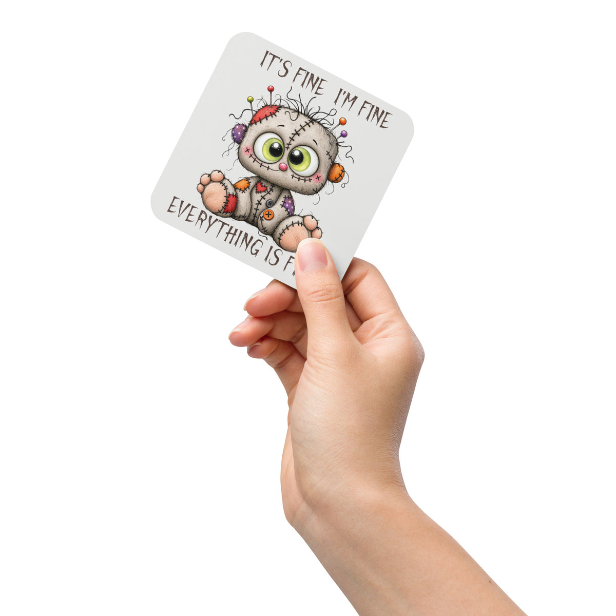 Cork-back coaster | Everything is Fine Halloween Doll
