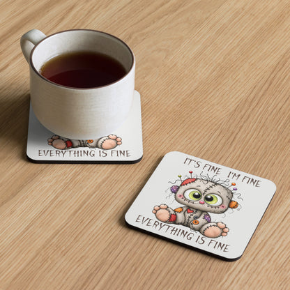 Cork-back coaster | Everything is Fine Halloween Doll