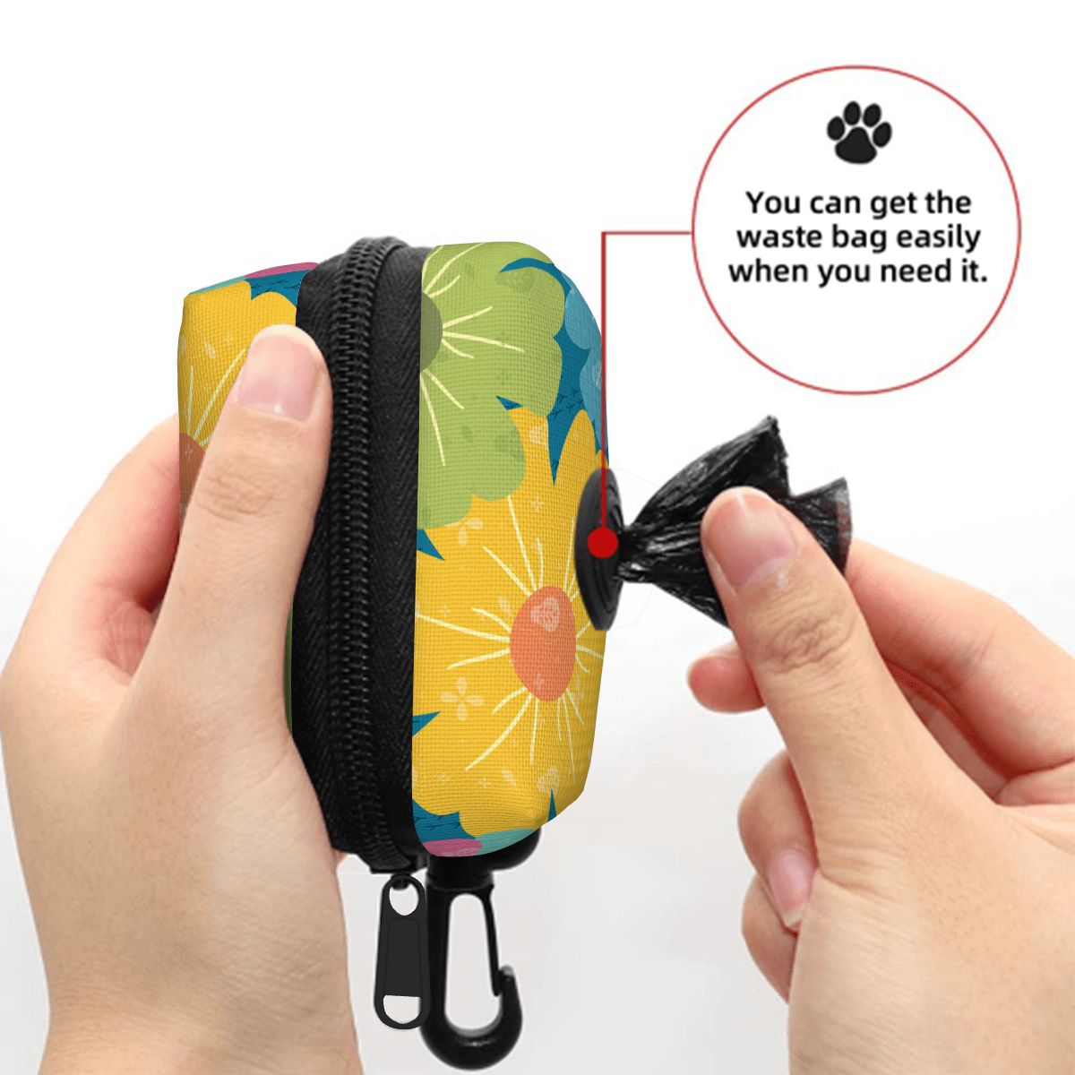 Dog Poop Bag Holder | Vibrant Daisy Floral Block Prints