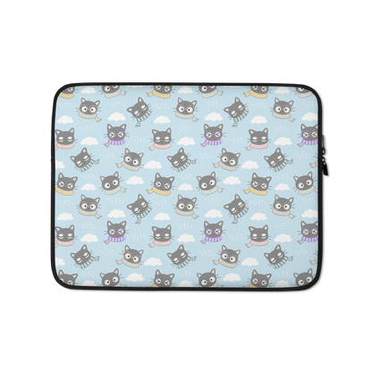 Laptop Sleeve 13" or 15" | Gray Cat with Scarf in the Cloud