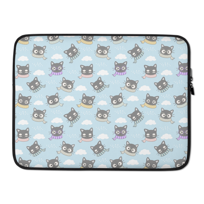 Laptop Sleeve 13" or 15" | Gray Cat with Scarf in the Cloud