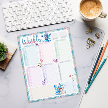 Notepad (Large) | Floral Mosaic Floral Butterfly Fairy Weekly Planner