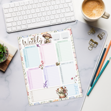 Notepad (Large) | English Garden Floral Cats Weekly Planner
