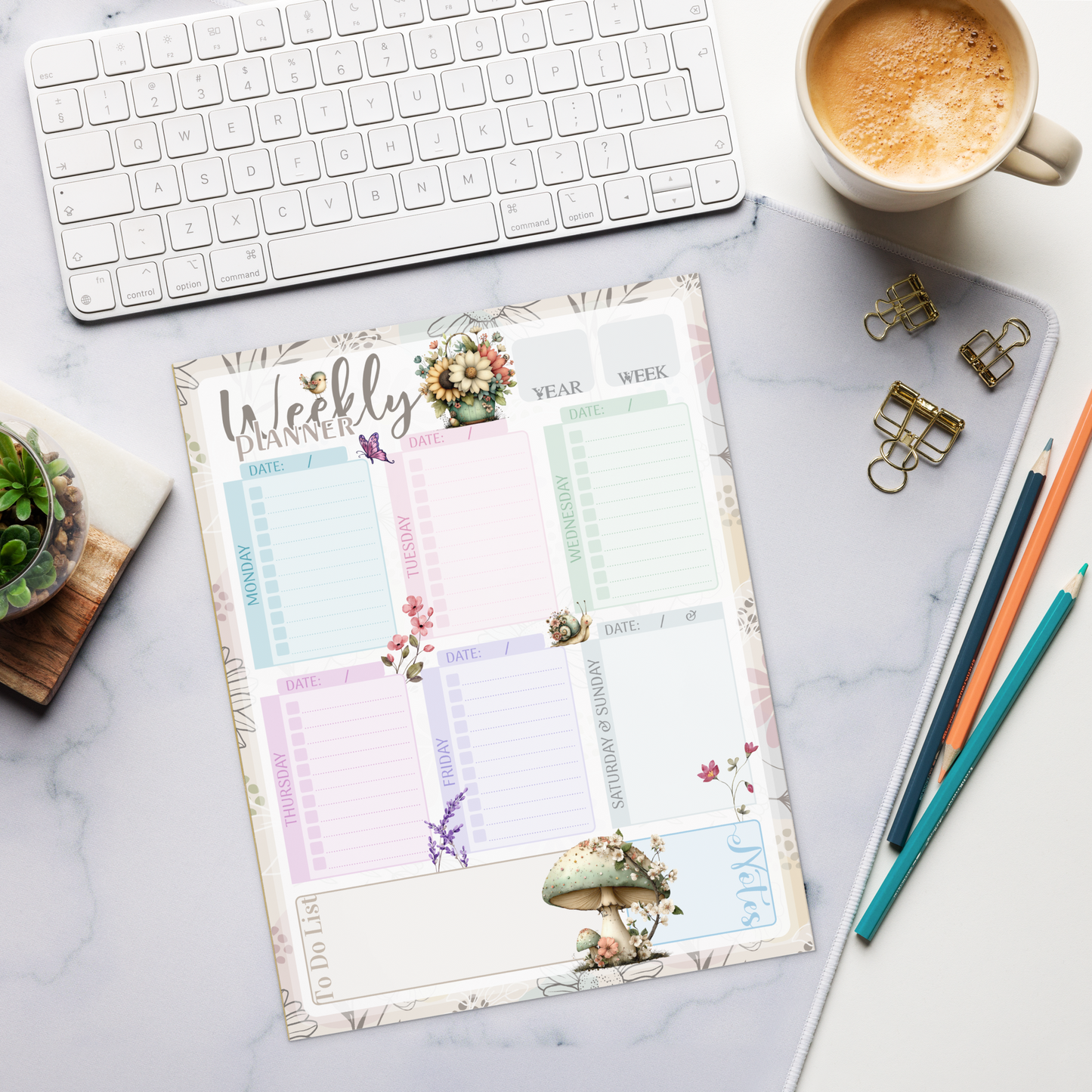 Notepad (Large) | Wild Flower Collage Floral Design