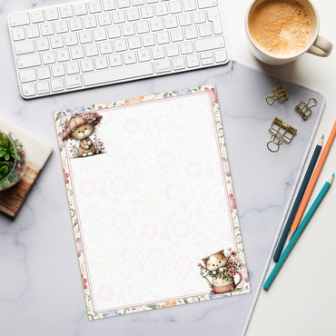 Notepad (Large) | English Garden Floral Cats Letterhead