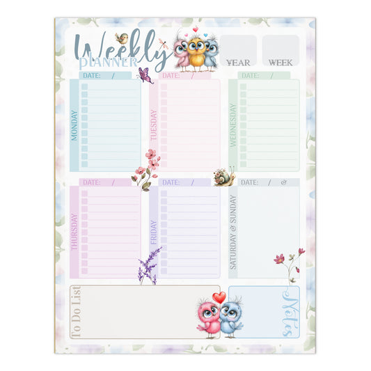 Notepad (Large) |Watercolor Blossoms Weekly Planner
