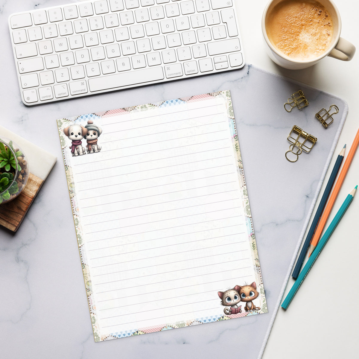 Notepad (Large) | Patchwork Revival Dog and Cat Letterhead