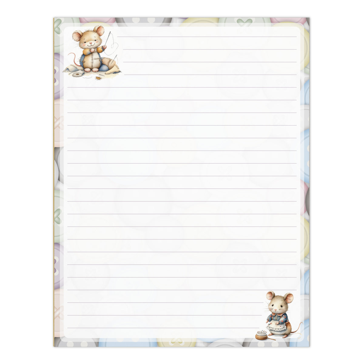 Notepad (Large) | Patchwork Revival Sewing Mouse Button Background Letterhead