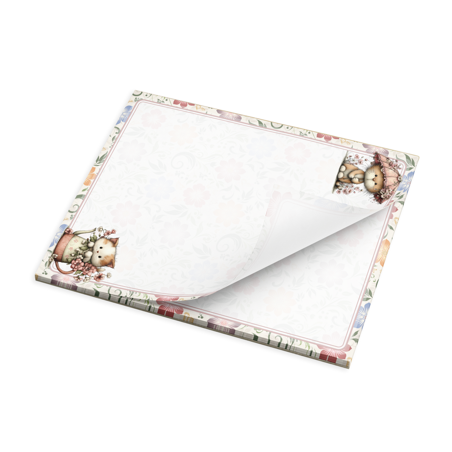 Notepad (Large) | Chintz Revival English Garden Floral Cats Letterhead