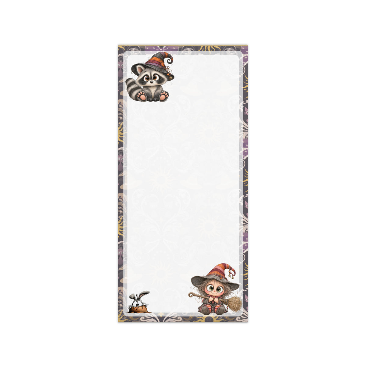 Magnetic Notepad | Halloween Witch Raccoon