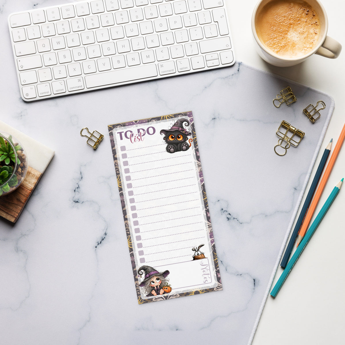 Magnetic Notepad | Halloween Cat Witch To Do List