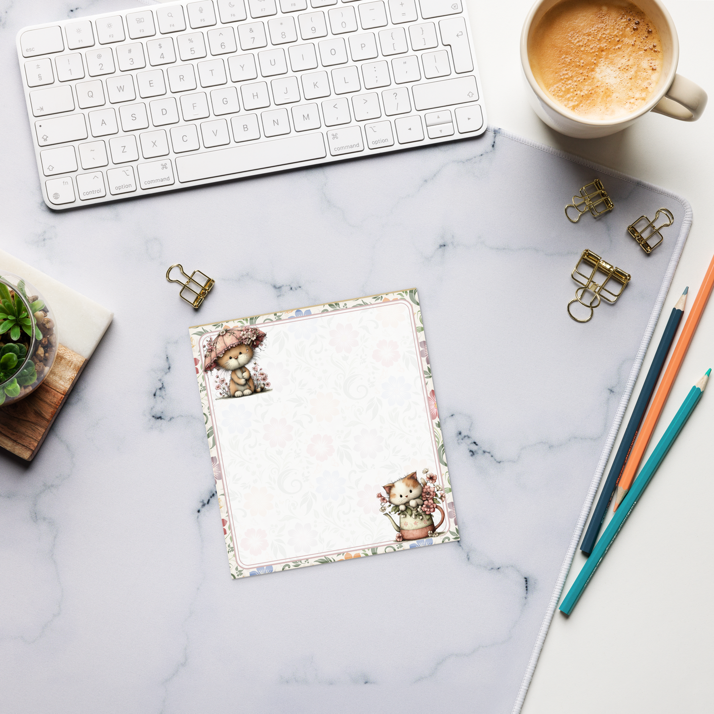 Notepad (Small) | Chintz English Garden Floral Cats