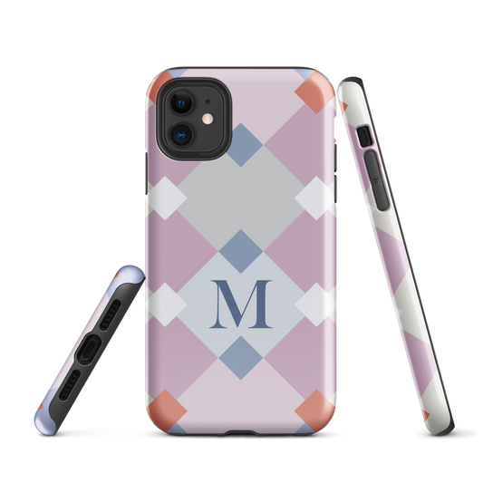 Tough case for iPhone 11, 12, 13, 14, 15 Variations | Monogramed Geometric Shaped