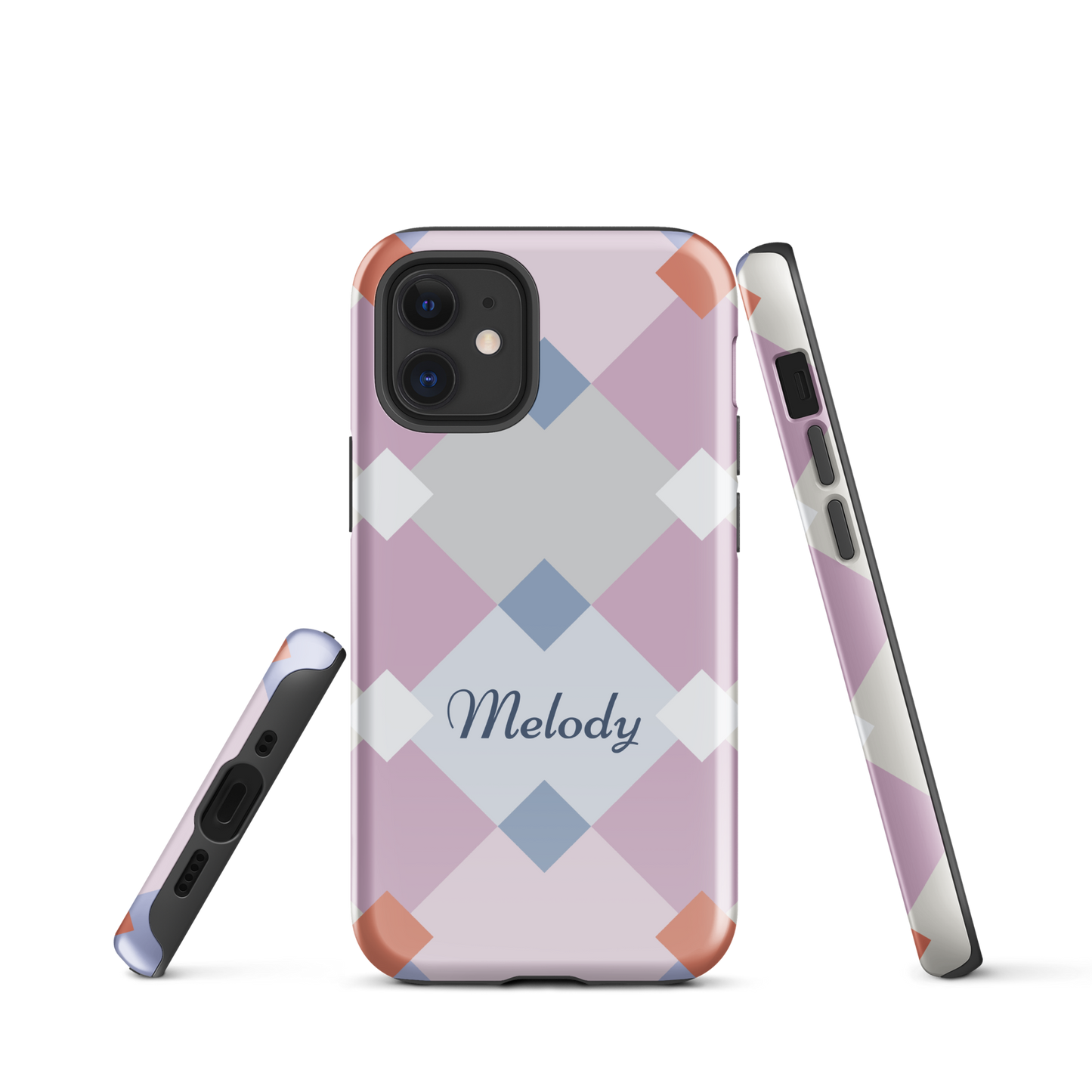 Tough case for iPhone 11, 12, 13, 14, 15 Variations | Add Your Name Geometric Shaped