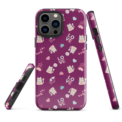 Tough case for iPhone 11, 12, 13, 14, 15, 16, 17 Variations | Kitty Love