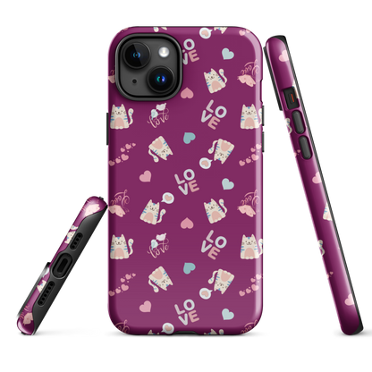Tough case for iPhone 11, 12, 13, 14, 15, 16, 17 Variations | Kitty Love