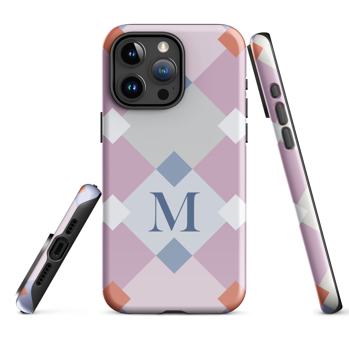 Tough case for iPhone 11, 12, 13, 14, 15 Variations | Monogramed Geometric Shaped