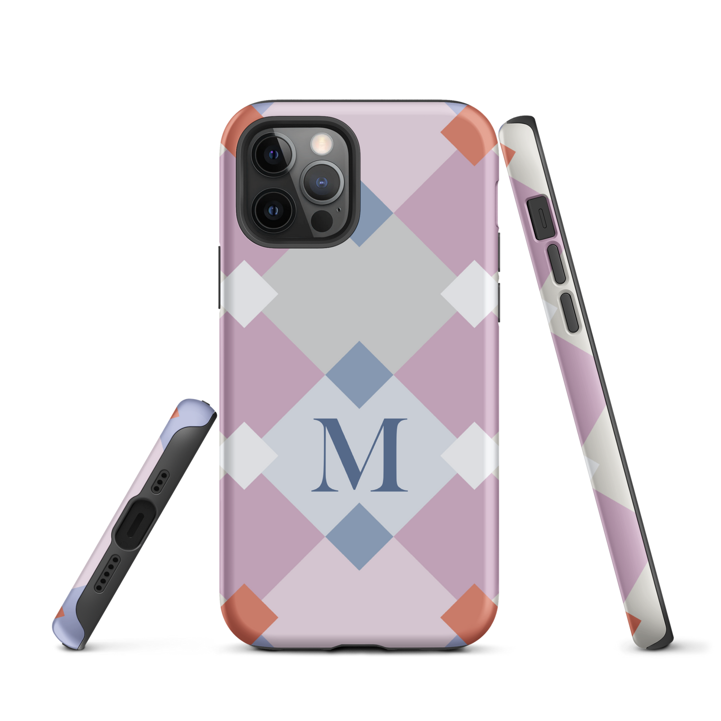 Tough case for iPhone 11, 12, 13, 14, 15 Variations | Monogramed Geometric Shaped
