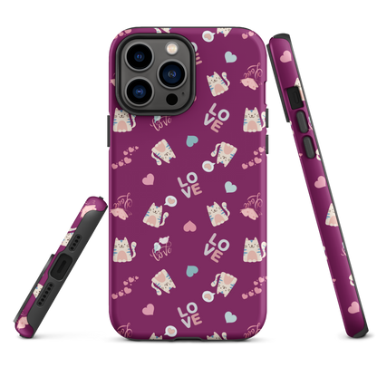 Tough case for iPhone 11, 12, 13, 14, 15, 16, 17 Variations | Kitty Love