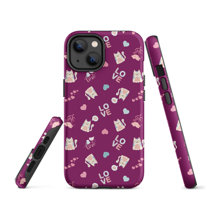 Tough case for iPhone 11, 12, 13, 14, 15, 16, 17 Variations | Kitty Love