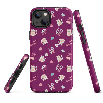 Tough case for iPhone 11, 12, 13, 14, 15, 16, 17 Variations | Kitty Love