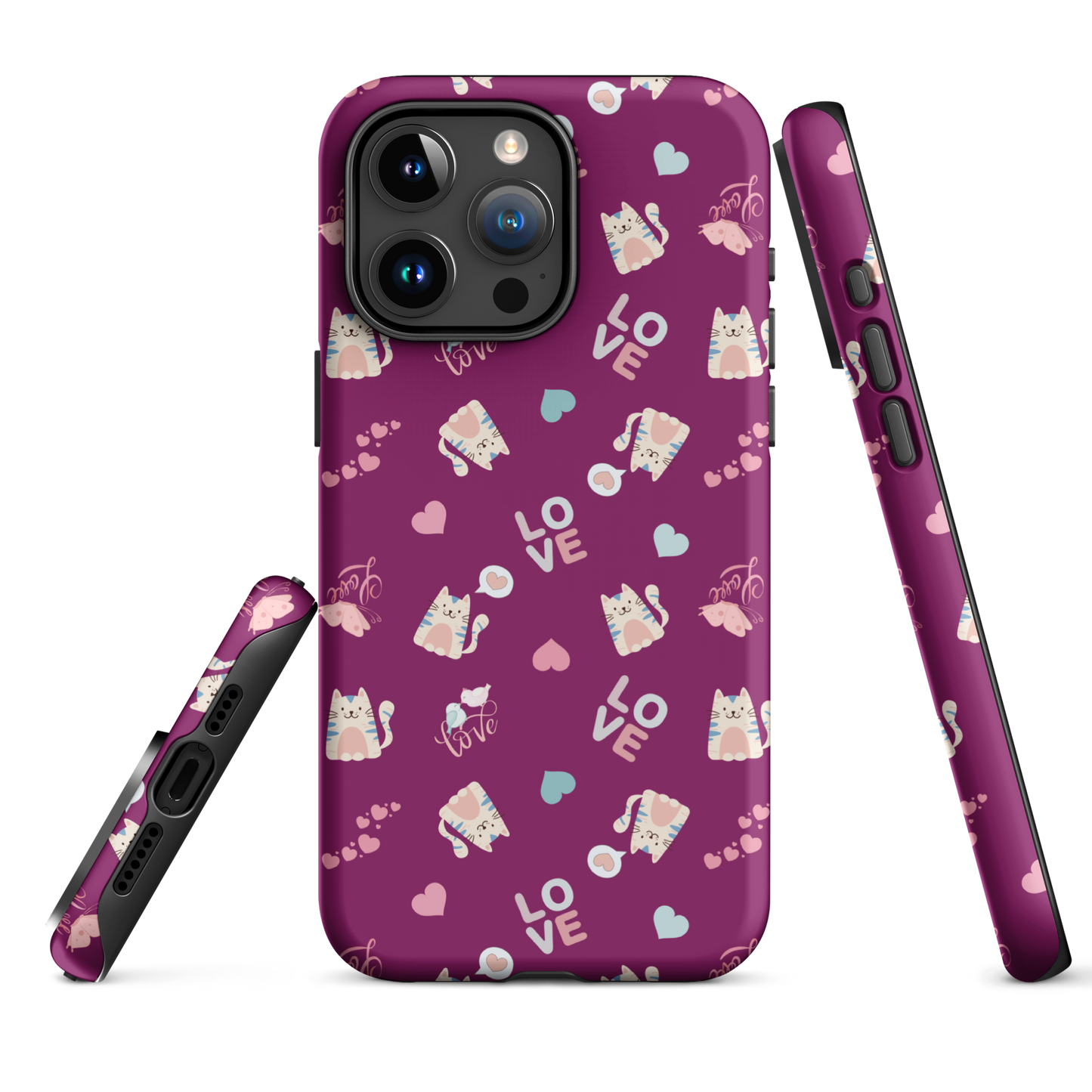 Tough case for iPhone 11, 12, 13, 14, 15 Variations | Adorable Cat Love Theme
