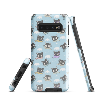Tough case for Samsung Galaxy Variations | Gray Cat with Scarf in the Cloud
