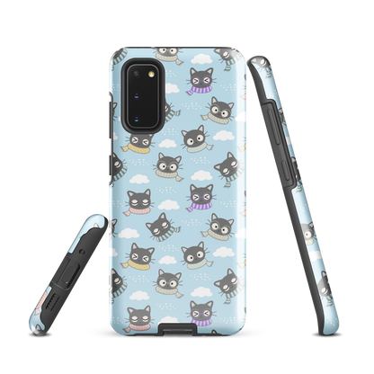 Tough case for Samsung Galaxy Variations | Gray Cat with Scarf in the Cloud