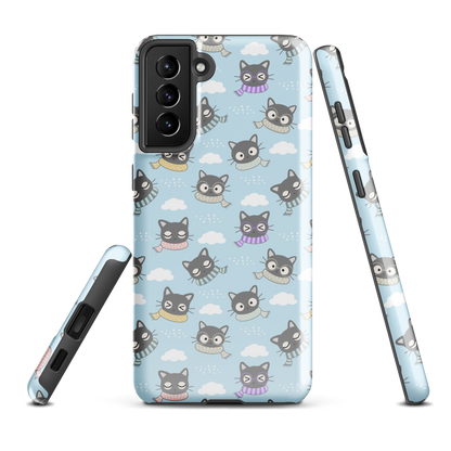 Tough case for Samsung Galaxy Variations | Gray Cat with Scarf in the Cloud
