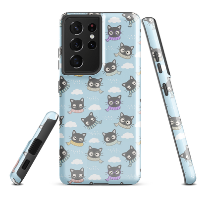 Tough case for Samsung Galaxy Variations | Gray Cat with Scarf in the Cloud