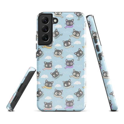 Tough case for Samsung Galaxy Variations | Gray Cat with Scarf in the Cloud