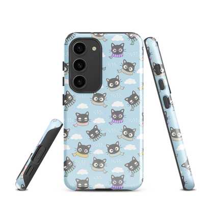 Tough case for Samsung Galaxy Variations | Gray Cat with Scarf in the Cloud