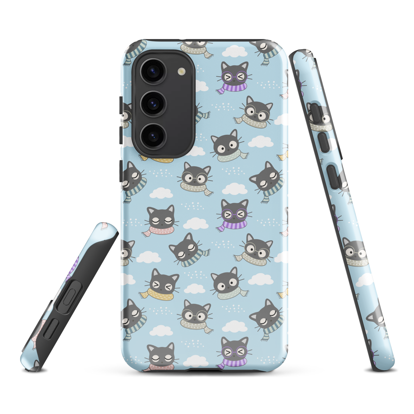 Tough case for Samsung Galaxy Variations | Gray Cat with Scarf in the Cloud