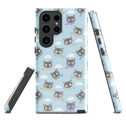 Tough case for Samsung Galaxy Variations | Gray Cat with Scarf in the Cloud