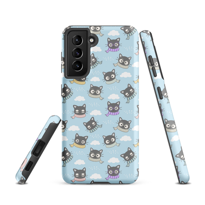 Tough case for Samsung Galaxy Variations | Gray Cat with Scarf in the Cloud