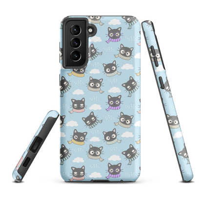 Tough case for Samsung Galaxy Variations | Gray Cat with Scarf in the Cloud