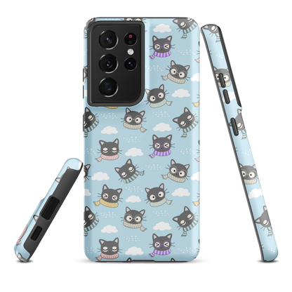 Tough case for Samsung Galaxy Variations | Gray Cat with Scarf in the Cloud