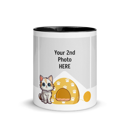 Personalized Coffee Mug 11oz | Add 3 Photos and 2 Name (Cat Themed)