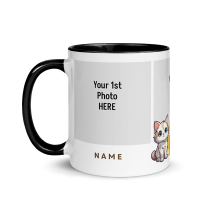 Personalized Coffee Mug 11oz | Add 3 Photos and 2 Name (Cat Themed)