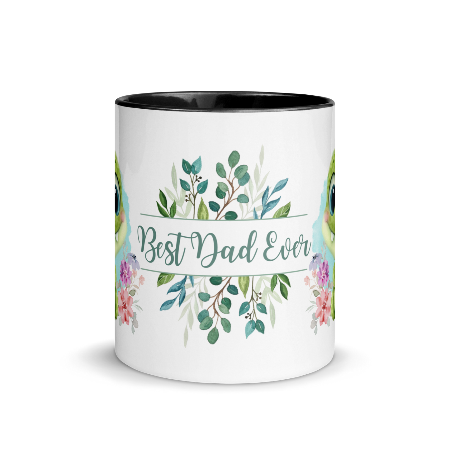 Accent Coffee Mug 11oz | Cute Green Dinosaur Floral Best Dad Ever