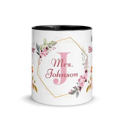 Personalized Coffee Mug 11oz | World's Best Teacher Ever Floral Themed