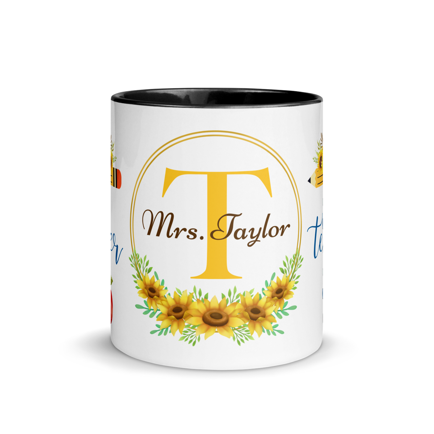 Personalized Coffee Mug 11oz | T is for Teacher Floral Themed