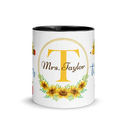 Personalized Coffee Mug 11oz | T is for Teacher Floral Themed
