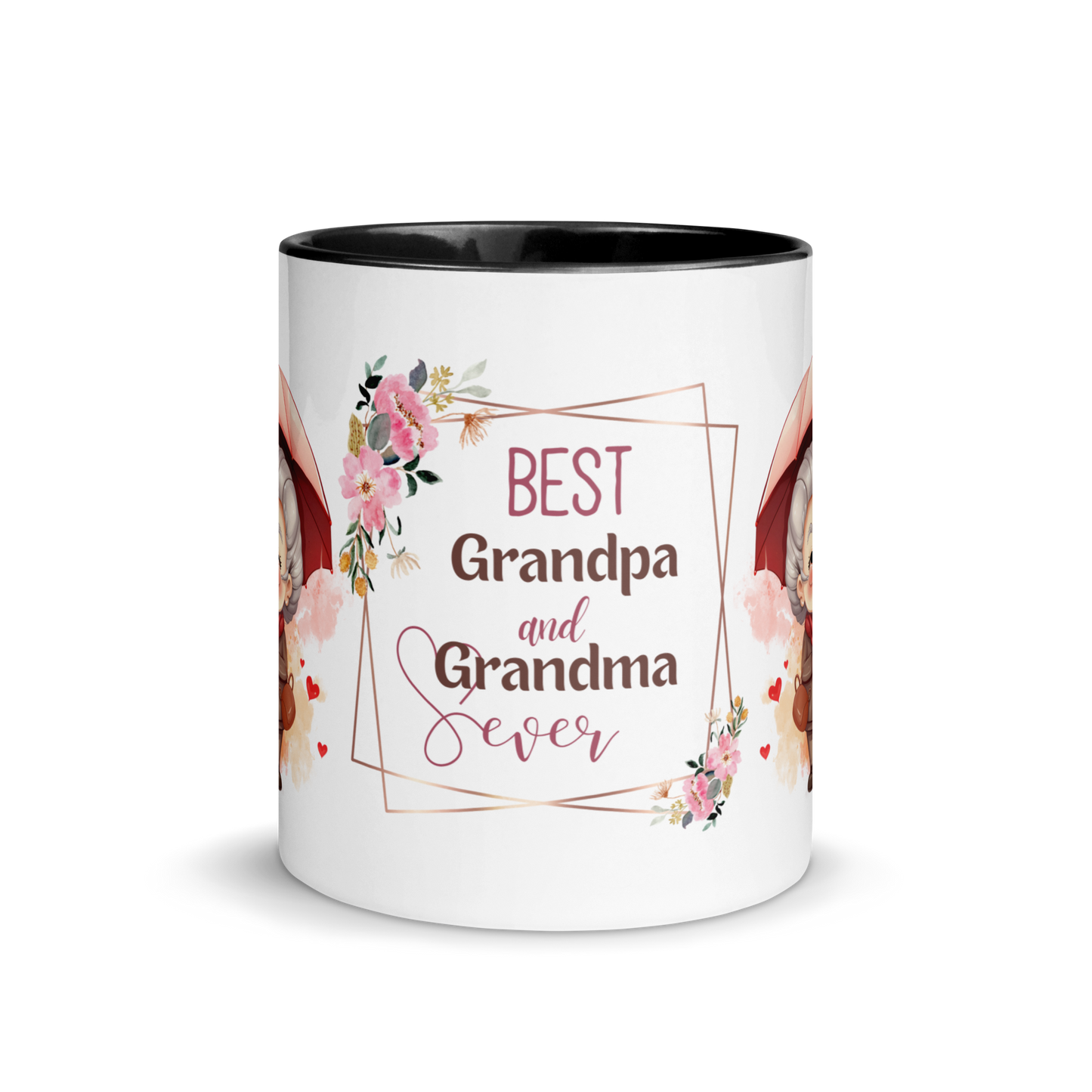 Accent Coffee Mug 11oz | Best Grandpa and Grandma Ever Holding an Umbrella