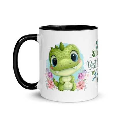 Accent Coffee Mug 11oz | Cute Green Dinosaur Floral Best Dad Ever