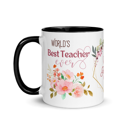 Personalized Coffee Mug 11oz | World's Best Teacher Ever Floral Themed