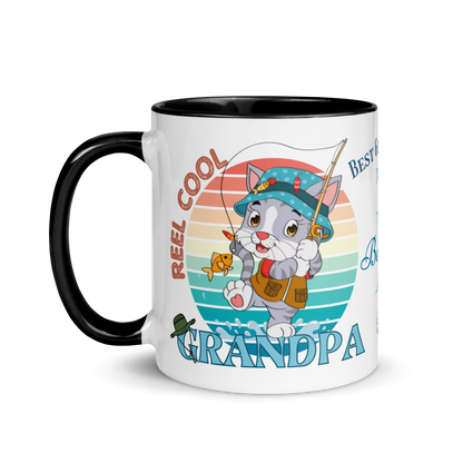 Personalized Coffee Mug 11oz | Reel Cool Grandpa Best Grandpa Ever Cat Themed