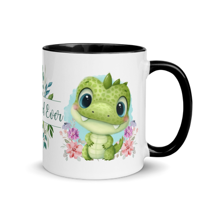 Accent Coffee Mug 11oz | Cute Green Dinosaur Floral Best Dad Ever